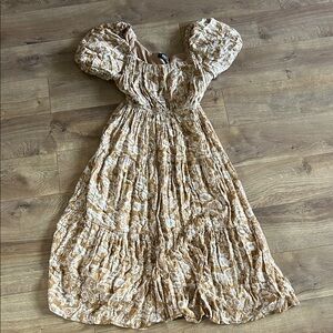 Floral Puff Sleeve Midi Dress